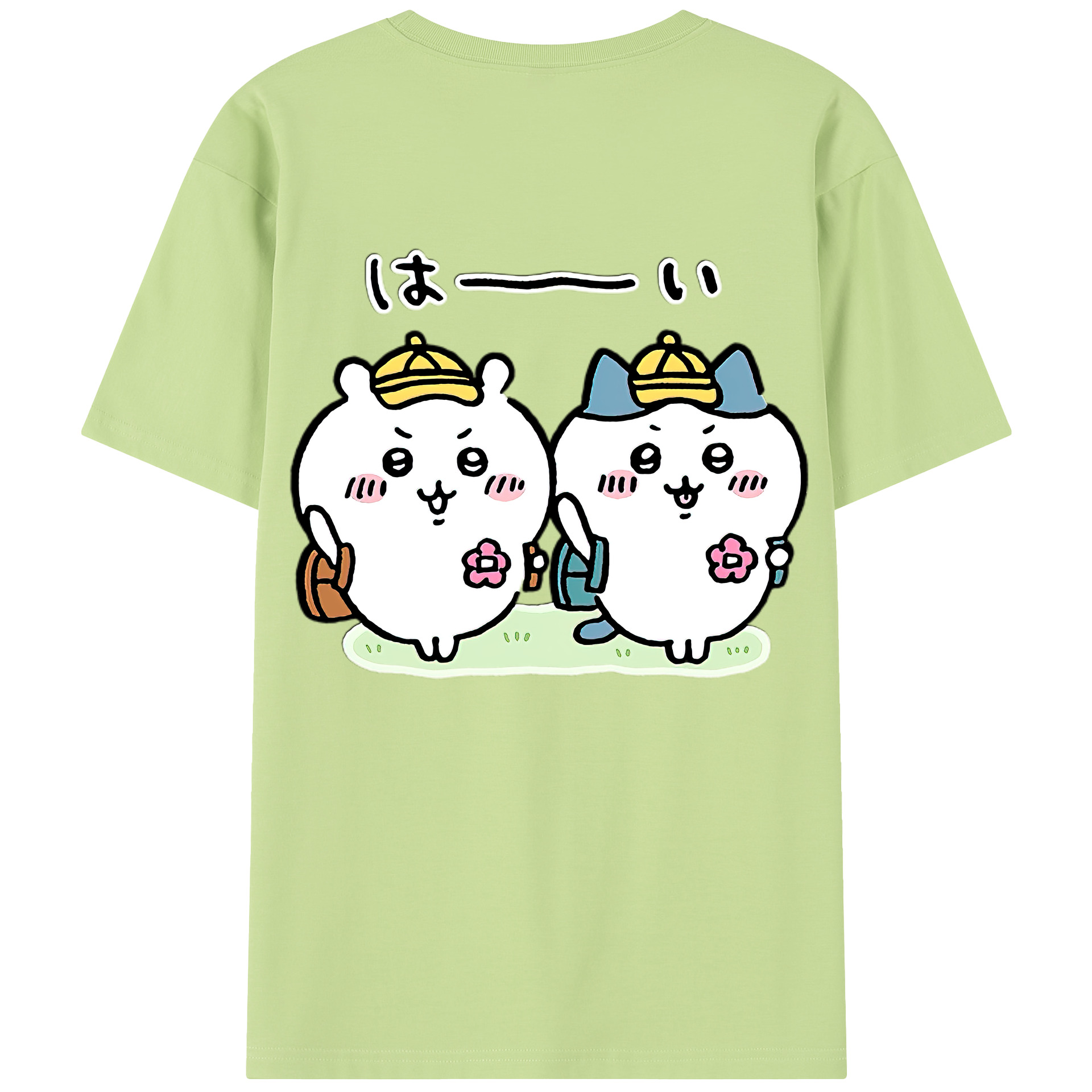 （画像用） ちいかわ ハチワレ Chii-kawa hachiware 綿100％半袖Tシャツ（背面プリント）